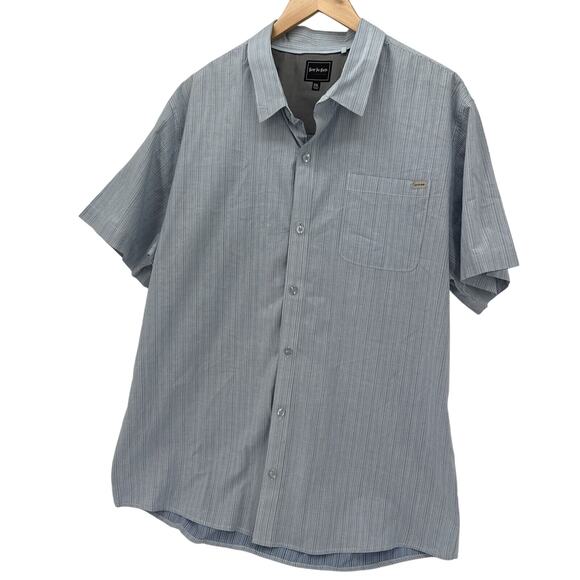 SURF THE EARTH Shirt Mens XXL Button Up Blue Cotton Coastal Short Sleeve - Picture 3 of 8